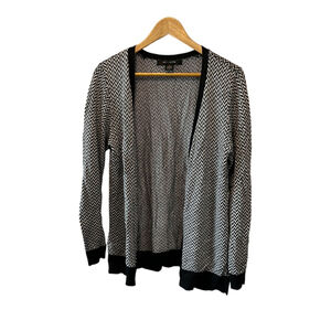 89TH & MADISON Black & White Chevron Knit Lightweight Open Cardigan Sweater M